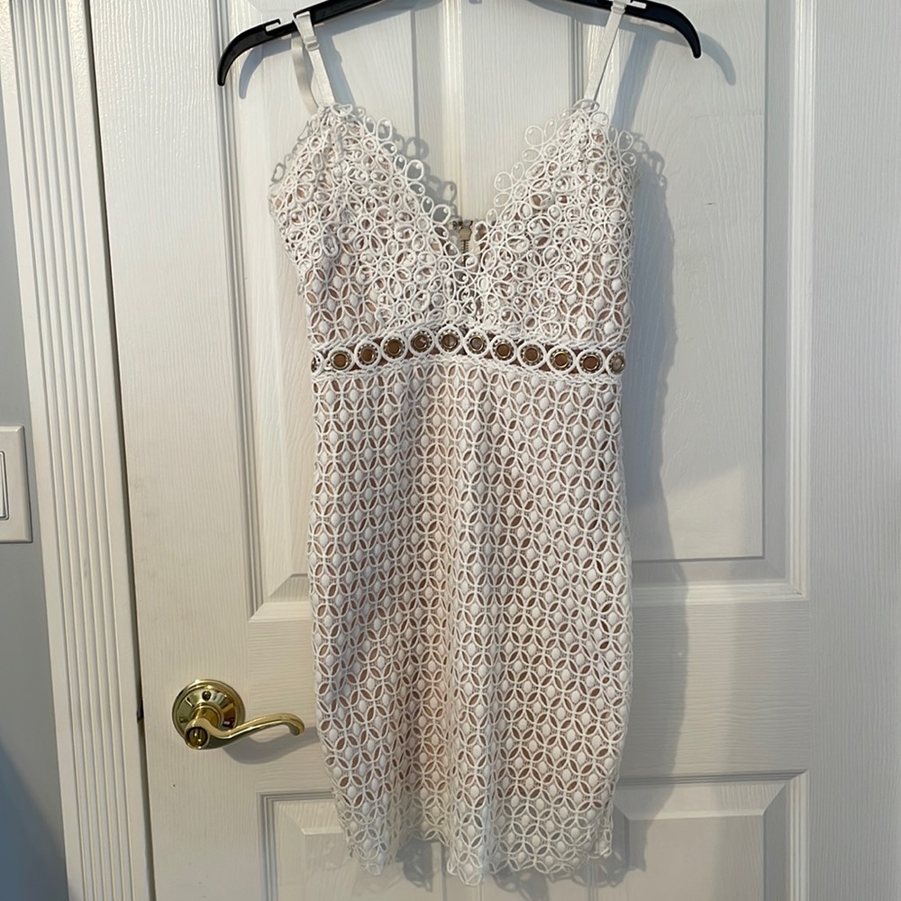 White crochet mini dress